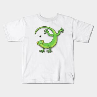 Cute green gecko cartoon Kids T-Shirt